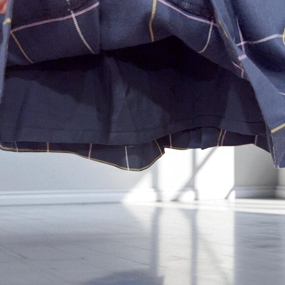 NWT Jacadi Navy Cotton Checker Print Long Sleeve Double Layered Dress 12 MONTH - Picture 3 of 4